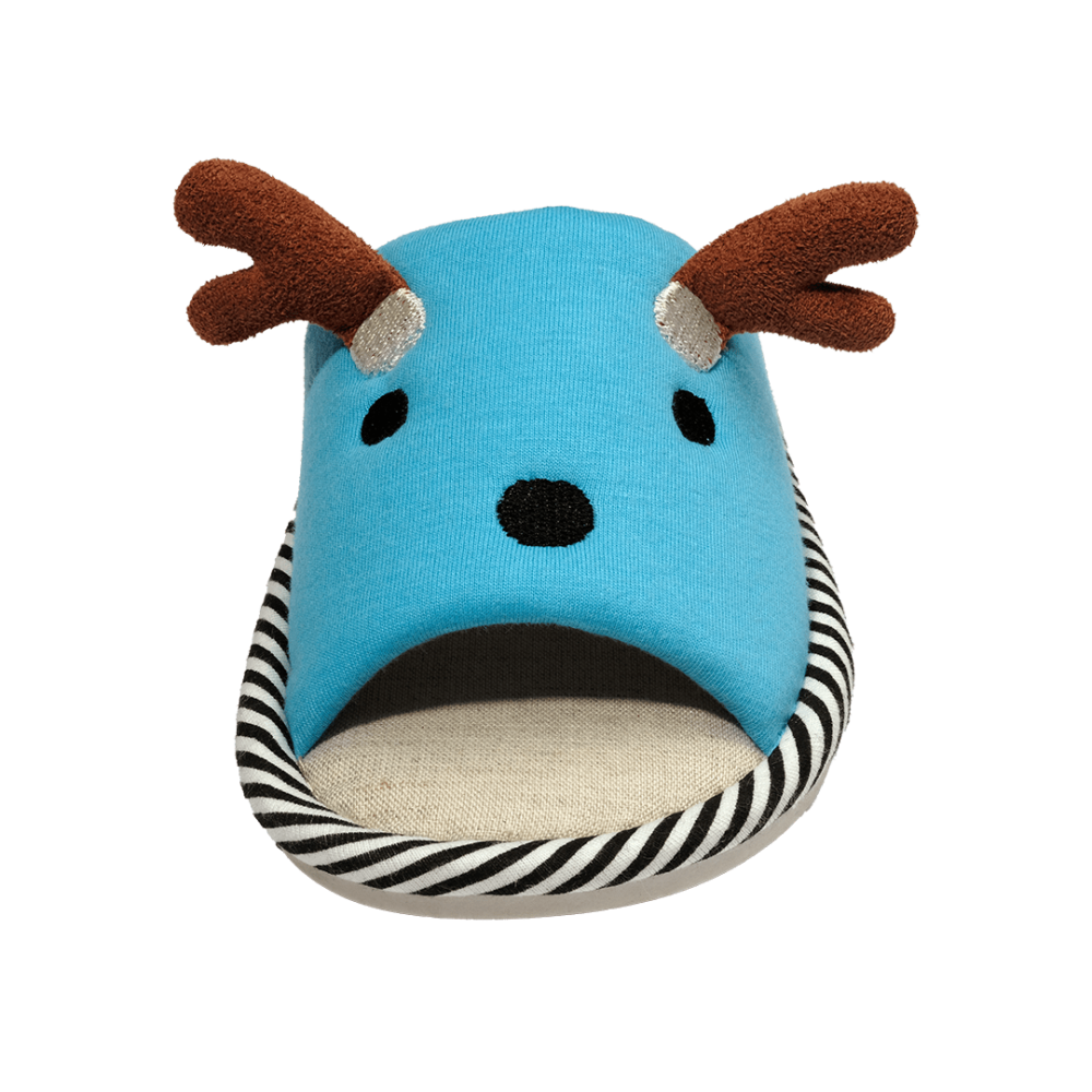 Pantofola bambini cotone lino blu chiaro – vista frontale