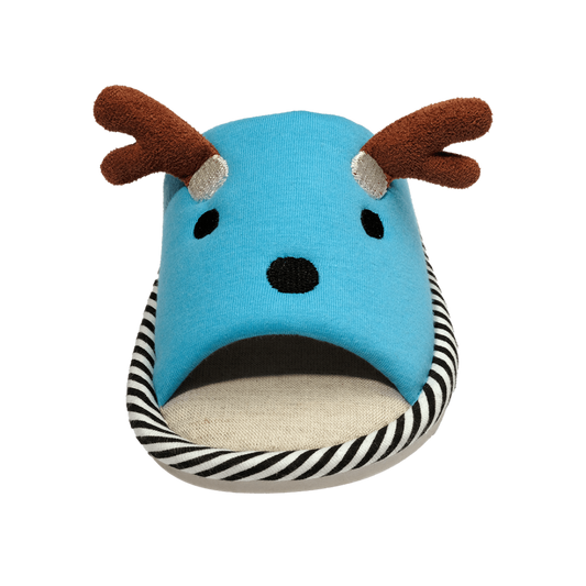 Pantofola bambini cotone lino blu chiaro – vista frontale