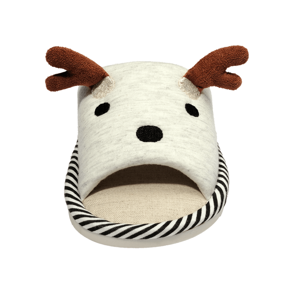 Pantofola bambini cotone lino grigia – vista frontale