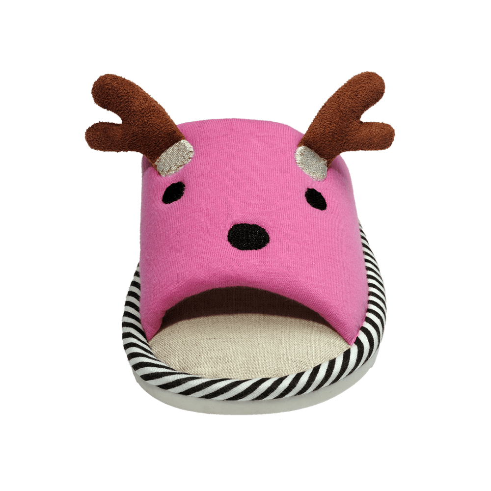 Pantofola bambini cotone lino rosa – vista frontale